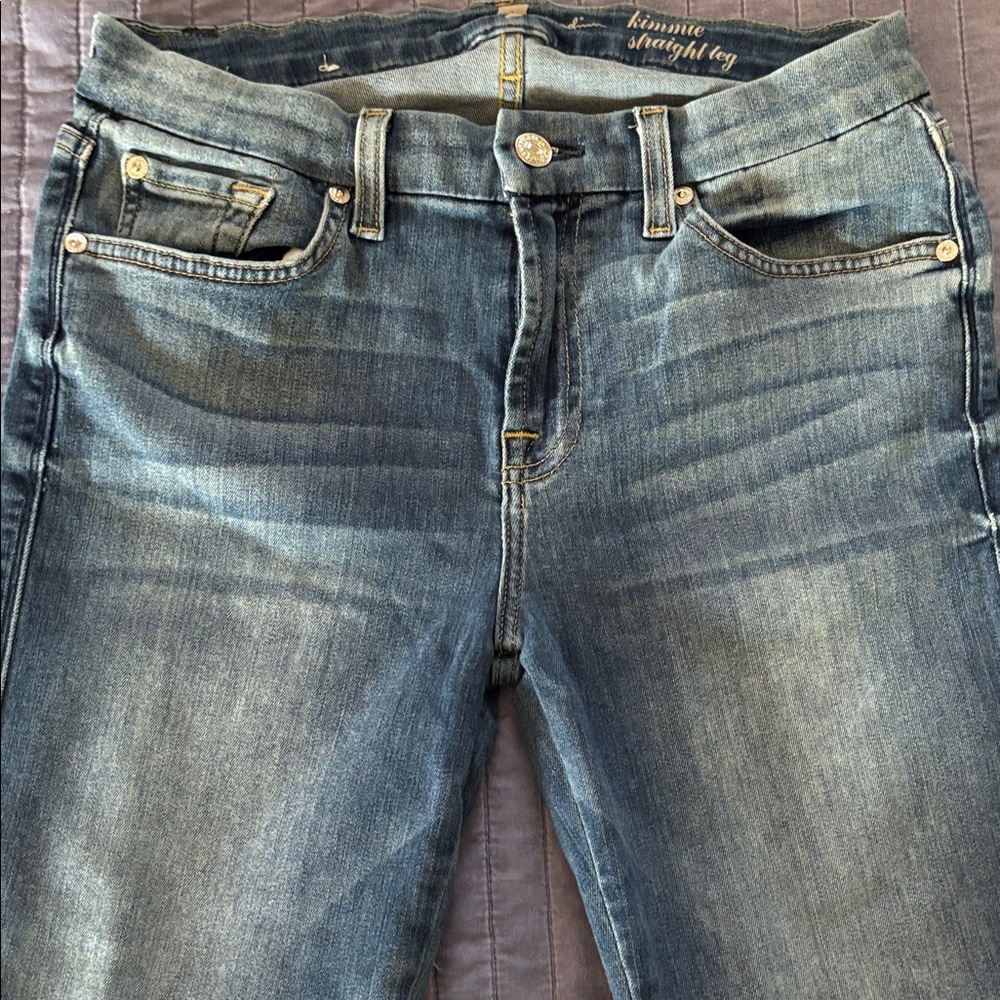 7 For All Mankind Women's Dark Blue Straight-Leg Jeans - Picture 4 of 8